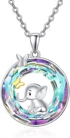 img 4 attached to 🐘 Sterling Silver Elephant Necklace for Women - Elephant Pendant with Crystal Butterfly, Jewelry Gifts for Women and Girls