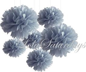 img 2 attached to 🎉 LolaSaturdays Silver Paper Pom Poms: 3 Sizes, 6 Pack - Perfect Party Decor!