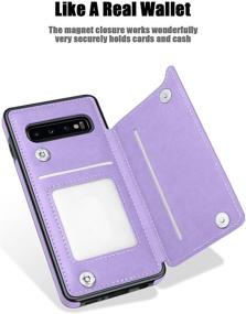 img 2 attached to 💜 Samsung Galaxy S10 Case with Card Holder and Magnetic Flower Design - Wallet Case for Women, Protective Phone Case for Samsung Galaxy S10 6.1", Purple