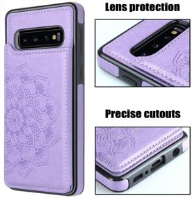 img 1 attached to 💜 Samsung Galaxy S10 Case with Card Holder and Magnetic Flower Design - Wallet Case for Women, Protective Phone Case for Samsung Galaxy S10 6.1", Purple