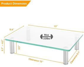 img 2 attached to Enhance Your Workspace with 5Rcom Computer Monitor Riser - Clear Tempered Glass, Dual Monitor/Laptop/TV Stand, Height Adjustable - 2 Pack