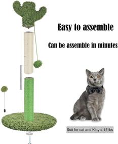 img 1 attached to 🌵 Green Cactus Cat Scratching Post - Kazura Scratch Post with Sisal Rope and Balls for Cats (28&#34; Cactus Post)