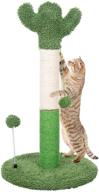 🌵 green cactus cat scratching post - kazura scratch post with sisal rope and balls for cats (28&#34; cactus post) logo