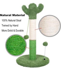 img 2 attached to 🌵 Green Cactus Cat Scratching Post - Kazura Scratch Post with Sisal Rope and Balls for Cats (28&#34; Cactus Post)