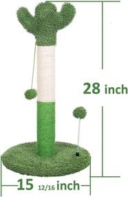 img 3 attached to 🌵 Green Cactus Cat Scratching Post - Kazura Scratch Post with Sisal Rope and Balls for Cats (28&#34; Cactus Post)