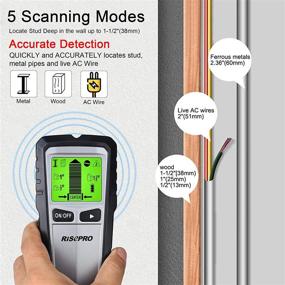 img 1 attached to 🔎 RISEPRO 5-in-1 Electric Multifunctional Stud Sensor Beam Finders - Stud Finder Wall Scanner for Wood, Studs, Metal, AC Wire - Large LCD Display and Audio Alarm