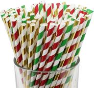 just artifacts christmas party premium biodegradable disposable drinking paper straws (100pcs, christmas 3): eco-friendly festive straws for your holiday celebration! logo