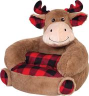 🦌 comfy and stylish trend lab kids plush character chair: buffalo check moose logo