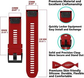 img 2 attached to 📟 ZEROFIRE Силиконовые заменительные ремешки для Garmin Fenix 5 и 5 Plus - Forerunner 935, 945, Approach S60 - Не совместимы с 5X, 5S.