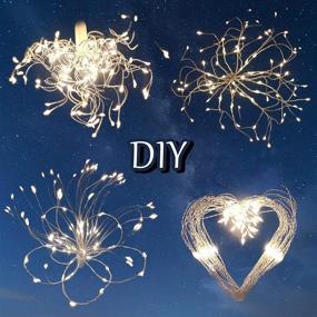 img 3 attached to 🔥 100 LED Firework Lights 4 Pack - Battery Operated Christmas String Lights, Waterproof Outdoor Decorative Fairy Sparkler Light, Twinkle Lights with Remote Control - Indoor Bedroom Decor, Birthday Gift - Warm White