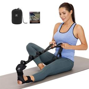 img 4 attached to 🦶 Revive & Relieve: Foot and Calf Stretcher for Plantar Fasciitis, Heel Spurs, Foot Drop & More - Stretching Strap for Yoga, Hamstring, and Achilles Tendonitis (Black)