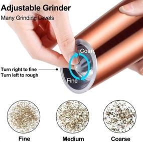 img 2 attached to Adjustable Coarseness Gravity Electric Pepper & Salt Grinder Set with LED Light, One-Handed Automatic Operation, Battery Powered, Stainless Steel Copper, 2 Pack