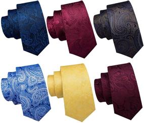 img 3 attached to Barry Wang Classic Necktie Jacquard Wedding Men's Accessories for Ties, Cummerbunds & Pocket Squares