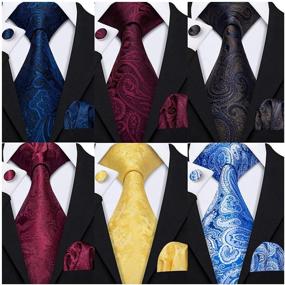 img 4 attached to Barry Wang Classic Necktie Jacquard Wedding Men's Accessories for Ties, Cummerbunds & Pocket Squares