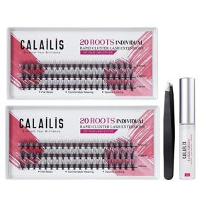 img 4 attached to Caliilis Cluster Lashes - DIY Eyelash Extensions Kit with Individual Lashes, Faux Mink Eyelashes (0.05mm C mix, 20 roots/cluster), Including Glue and Tweezers