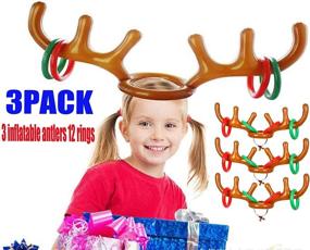 img 4 attached to 🦌 FEINASU 3 Pack Christmas Party Game: Inflatable Reindeer Antler Ring Toss Game - Fun Activity for Christmas Parties