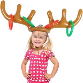 img 2 attached to 🦌 FEINASU 3 Pack Christmas Party Game: Inflatable Reindeer Antler Ring Toss Game - Fun Activity for Christmas Parties