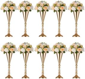 img 4 attached to 🌹 Sziqiqi Rose Gold Trumpet Vase Floral Riser Stand for Wedding Reception Centerpieces, 10-Pack, 16.5in – Perfect for Parties, Events, Anniversaries, Birthdays, and Flower Arrangements