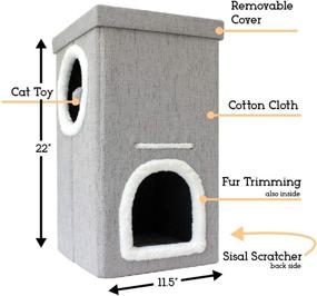 img 3 attached to 🐱 Downtown Pet Supply Collapsible Kitty Cube House: Stylish 1-Level and 2-Level Plush Cat Condo Ottoman in Brown, Grey, and Bamboo - A Must-Have for Your Feline Friend!