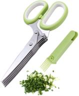 🌿 kitchendao herb scissors set: 5 stainless steel blades, protective cover, cleaning comb - easy to use and dishwasher safe logo