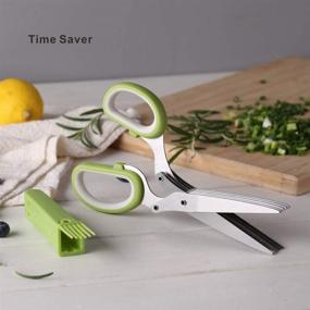 img 3 attached to 🌿 KITCHENDAO Herb Scissors Set: 5 Stainless Steel Blades, Protective Cover, Cleaning Comb - Easy to Use and Dishwasher Safe