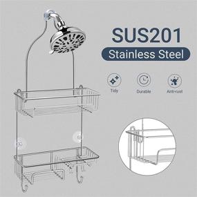 img 2 attached to 🛁 COSYLAND Hanging Shower Head Caddy – Rustproof Bathroom Shelf Organizer, SUS201 Stainless Steel Storage Rack for Toilet, Bathroom and Shower Room in Silver