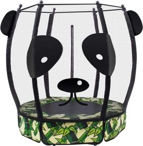 img 4 attached to 🐼 Mikat 5 FT Panda Kids Trampoline: Mini Cute Indoor/Outdoor Trampoline for Boys and Girls with Safety Enclosure Net, Jumping Mat, and Spring Cover Padding