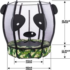 img 1 attached to 🐼 Mikat 5 FT Panda Kids Trampoline: Mini Cute Indoor/Outdoor Trampoline for Boys and Girls with Safety Enclosure Net, Jumping Mat, and Spring Cover Padding