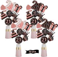 🌹 32-piece rose gold 21st birthday table centerpiece sticks decorations for women - elegant table toppers & supplies, happy 21st birthday table sign décor логотип