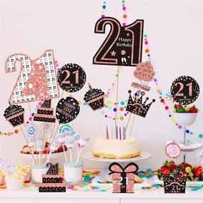 img 1 attached to 🌹 32-Piece Rose Gold 21st Birthday Table Centerpiece Sticks Decorations for Women - Elegant Table Toppers & Supplies, Happy 21st Birthday Table Sign Décor