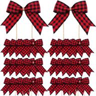 ❤️ valentine's day plaid bows: 36 piece package supply for festive decoration (red and black) logo