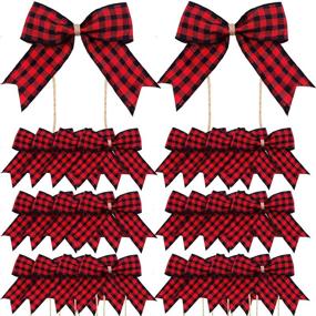img 4 attached to ❤️ Valentine's Day Plaid Bows: 36 Piece Package Supply for Festive Decoration (Red and Black)