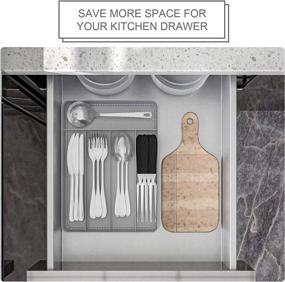 img 1 attached to 🍴 Maximize Kitchen Efficiency with the TQVAI Mesh Cutlery Tray: 5 Compartments Silverware Holder and Utensil Organizer