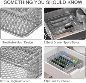 img 3 attached to 🍴 Maximize Kitchen Efficiency with the TQVAI Mesh Cutlery Tray: 5 Compartments Silverware Holder and Utensil Organizer