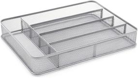 img 4 attached to 🍴 Maximize Kitchen Efficiency with the TQVAI Mesh Cutlery Tray: 5 Compartments Silverware Holder and Utensil Organizer