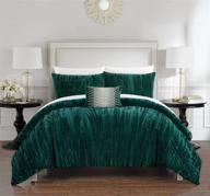 🛏️ chic home westmont 4 piece comforter set - crinkle crushed velvet bedding in king, green - includes decorative pillow shams logo