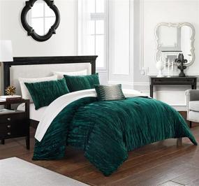 img 3 attached to 🛏️ Chic Home Westmont 4 Piece Comforter Set - Crinkle Crushed Velvet Bedding in King, Green - Includes Decorative Pillow Shams