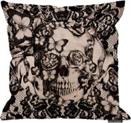 🧵 victorian gothic lace skull pillow cover: hgod designs cotton linen sofa chair throw pillow case - double sided decorative cushion cover - 18x18 inches логотип