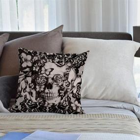 img 1 attached to 🧵 Victorian Gothic Lace Skull Pillow Cover: HGOD DESIGNS Cotton Linen Sofa Chair Throw Pillow Case - Double Sided Decorative Cushion Cover - 18X18 Inches