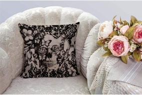 img 3 attached to 🧵 Victorian Gothic Lace Skull Pillow Cover: HGOD DESIGNS Cotton Linen Sofa Chair Throw Pillow Case - Double Sided Decorative Cushion Cover - 18X18 Inches