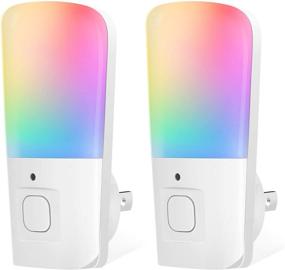 img 4 attached to 🌙 Lohas LED Night Light for Kids, Plug-in Night Light with 9-Color Changing, Brightness & Dusk-to-Dawn Sensor, Ideal for Kids' Hallway, Stairway, and Bedroom; Pack of 2