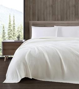 img 4 attached to Eddie Bauer Home Windy Ridge Collection: Queen Size 100% Cotton Blanket - All-Season Bedding, Easy Care Machine Washable, White