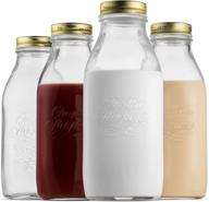 bormioli rocco quattro stagioni 33.75 oz clear glass milk bottle - pack of 4 logo