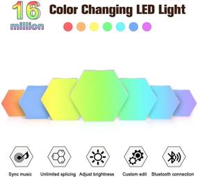 img 3 attached to RGB Hexagon Lights with APP Control & Music Sync - 16 Million Colors - Perfect for Bedroom, Gaming Room, Wall Decor, and Ambient Lighting