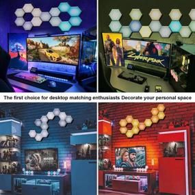 img 1 attached to RGB Hexagon Lights with APP Control & Music Sync - 16 Million Colors - Perfect for Bedroom, Gaming Room, Wall Decor, and Ambient Lighting