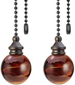 img 4 attached to 🏮 Vintage Bronze Ceiling Fan Chain Pulls Decorative Extension - Crystal Ball Nickel Chain Fan Pulls Set for Ceiling Light Lamp Fan Chain - 12" Long - Brown - 30mm Diameter - 2 Pack