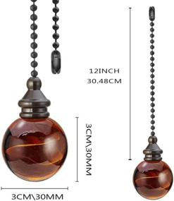 img 1 attached to 🏮 Vintage Bronze Ceiling Fan Chain Pulls Decorative Extension - Crystal Ball Nickel Chain Fan Pulls Set for Ceiling Light Lamp Fan Chain - 12" Long - Brown - 30mm Diameter - 2 Pack