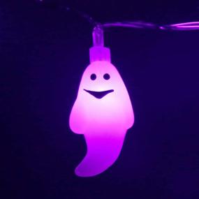 img 2 attached to 👻 Litake Halloween Ghost String Lights: 30 LED Decoration Lights for Indoor/Outdoor Halloween Decorations - 8 Lighting Modes, Remote Control, Battery Operated (Purple)