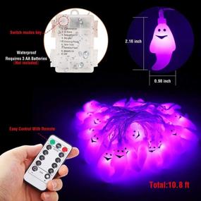 img 1 attached to 👻 Litake Halloween Ghost String Lights: 30 LED Decoration Lights for Indoor/Outdoor Halloween Decorations - 8 Lighting Modes, Remote Control, Battery Operated (Purple)