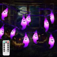 👻 litake halloween ghost string lights: 30 led decoration lights for indoor/outdoor halloween decorations - 8 lighting modes, remote control, battery operated (purple) логотип